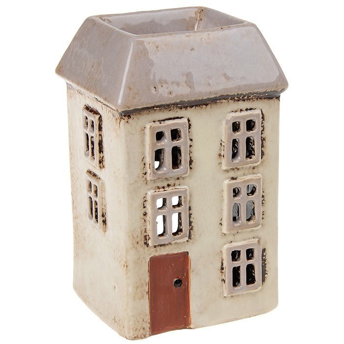 Village Pottery 14cm Square House Wax Warmer - Cream - Old Railway Line Garden Centre