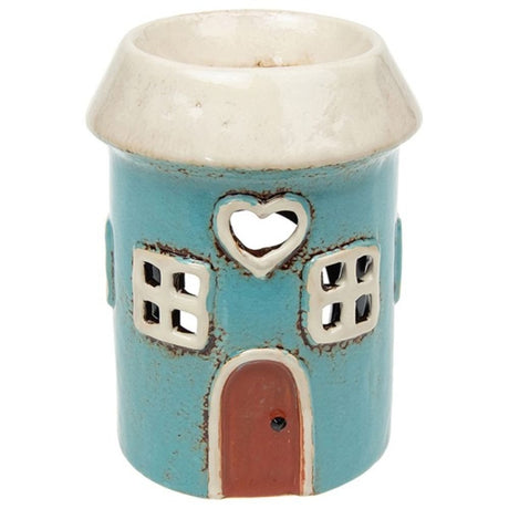 Village Pottery 14cm Teal Round Tealight Holder - Old Railway Line Garden Centre