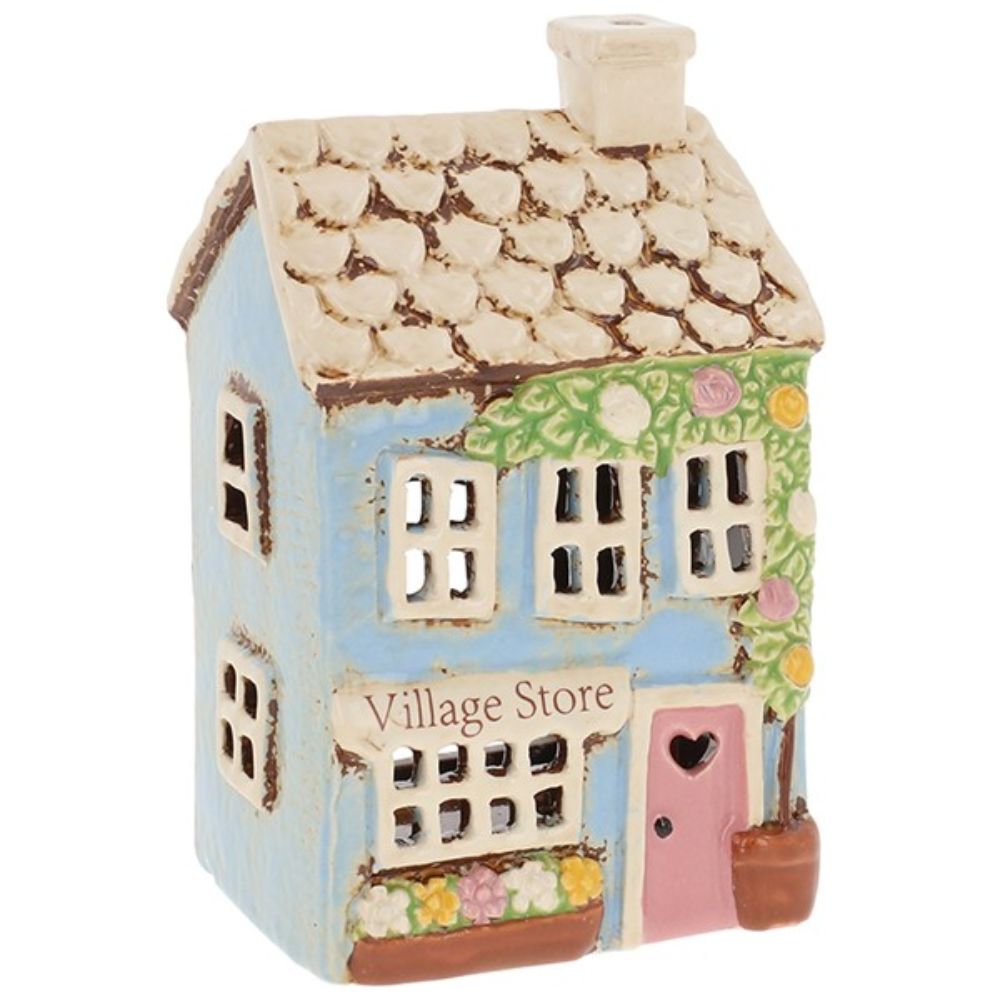 Village Pottery 15.5cm Village Stores Tealight Holder - Old Railway Line Garden Centre