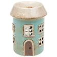 Village Pottery 15cm Aqua Round Tea Light Holder - Old Railway Line Garden Centre