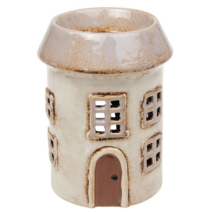 Village Pottery 15cm Round House Wax Warmer - Cream - Old Railway Line Garden Centre