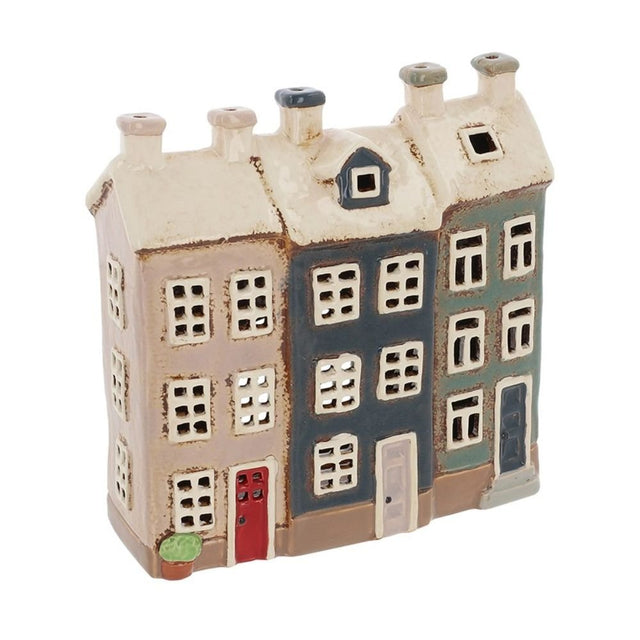 Village Pottery 18cm Terrace Town Houses Tealight - Old Railway Line Garden Centre