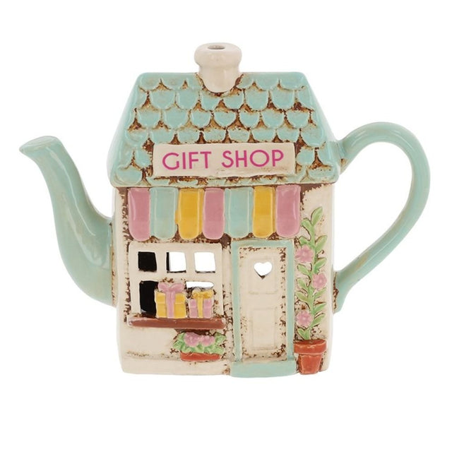 Village Pottery 20cm Gift Shop Teapot Tealight House - Old Railway Line Garden Centre