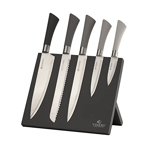 Viners Mono Mix Knife Block Giftbox - Grey - (Set of 6) - Old Railway Line Garden Centre