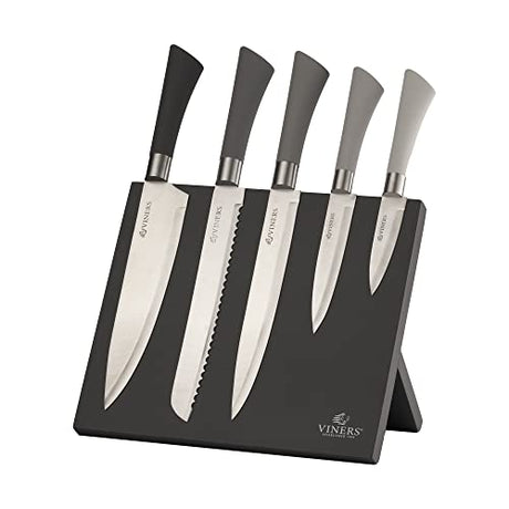 Viners Mono Mix Knife Block Giftbox - Grey - (Set of 6) - Old Railway Line Garden Centre