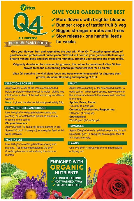 Vitax 2.5kg Q4 General All Purpose Fertiliser - Old Railway Line Garden Centre