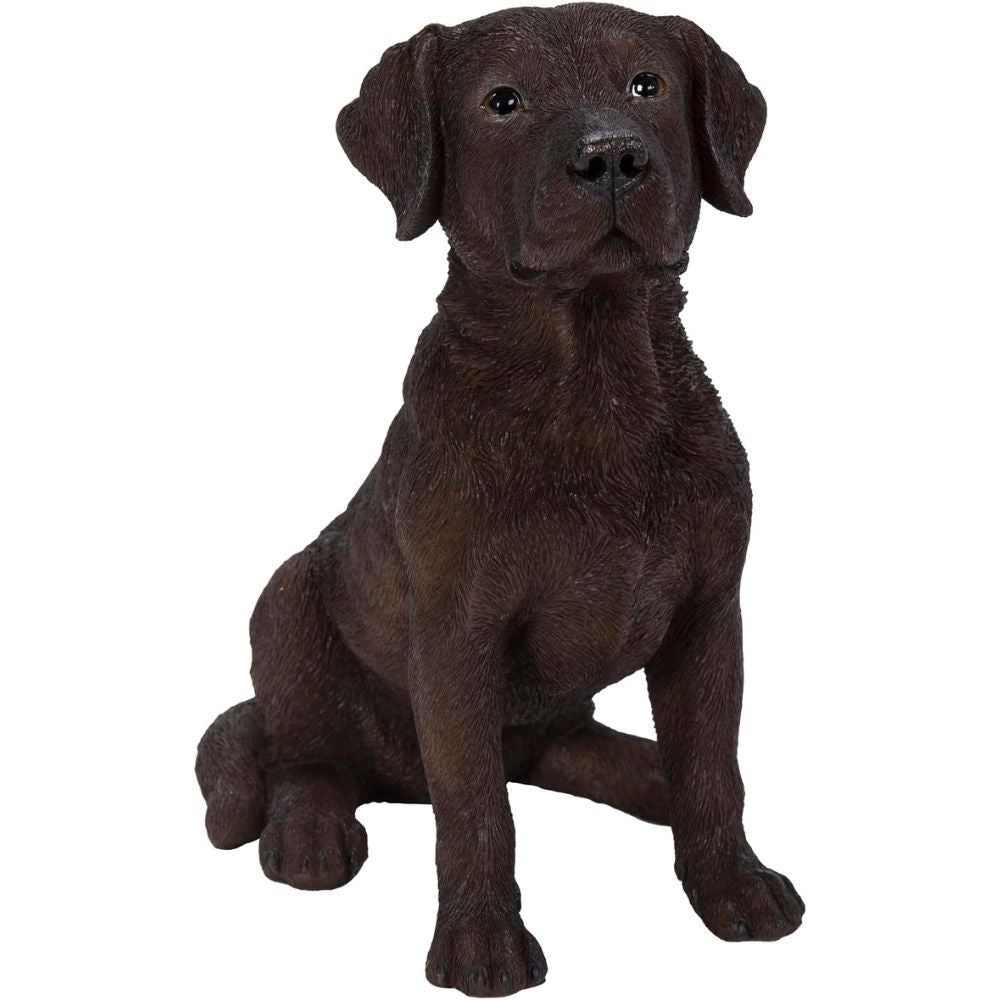 Vivid Arts 19cm Real Life Chocolate Labrador Dog Garden Ornament - Old Railway Line Garden Centre