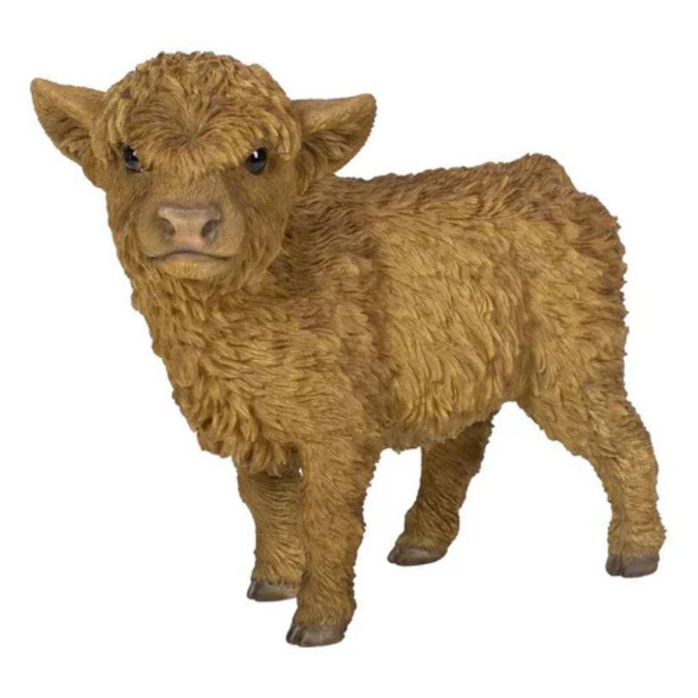 Vivid Arts 23cm Real Life Highland Calf Garden Ornament - Old Railway Line Garden Centre