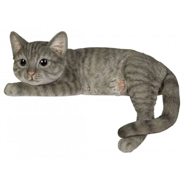 Vivid Arts 24cm Real Life Laying Tabby Cat Garden Ornament - Old Railway Line Garden Centre