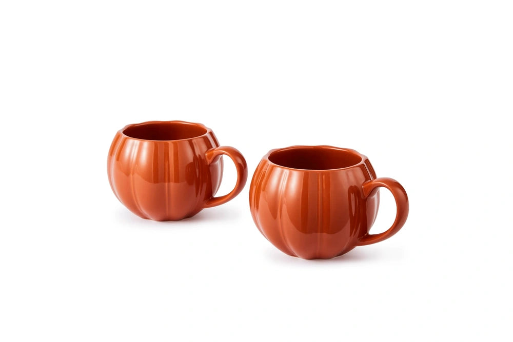 Wade Set of 2 Pumpkin Shaped Mugs