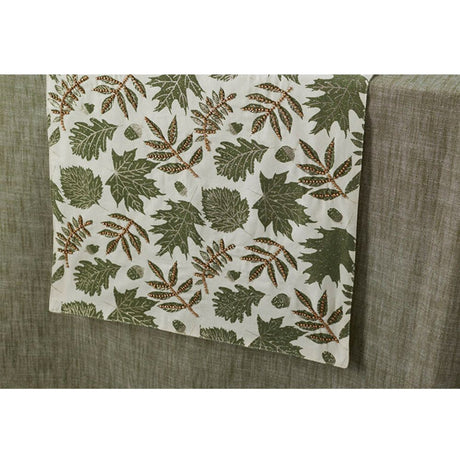 Walton & Co 180cm Embellished Green Leaf Table Runner