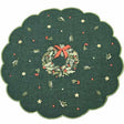 Decorative green mat with a Christmas wreath design on a white background