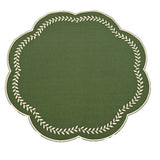 Walton & Co 38cm Scalloped Embroidered Leaf Placemat Green