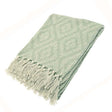 Walton & Co 127cm x 152cm Diamond Recycled Cotton Throw - Sage - Old Railway Line Garden Centre