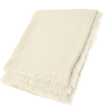 Walton & Co 127cm x 152cm Soft Weave Throw - Cream - Old Railway Line Garden Centre