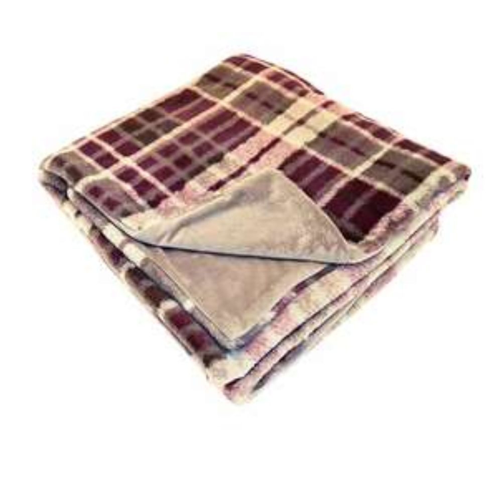 Walton & Co 170cm Luxe Plaid Faux Fur Throw - Mulberry