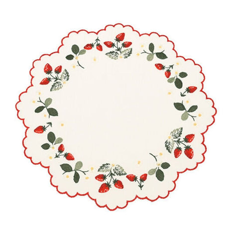 Walton & Co 30cm Embroided Strawberry Placemat - Old Railway Line Garden Centre