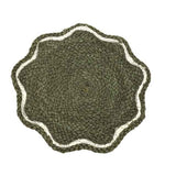 Walton & Co 35cm Scalloped Jute Placemat - Green