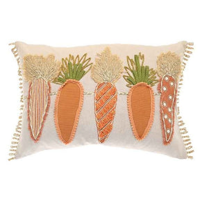 Walton & Co 35cm x 50cm Appliqued Carrot Cushion - Old Railway Line Garden Centre