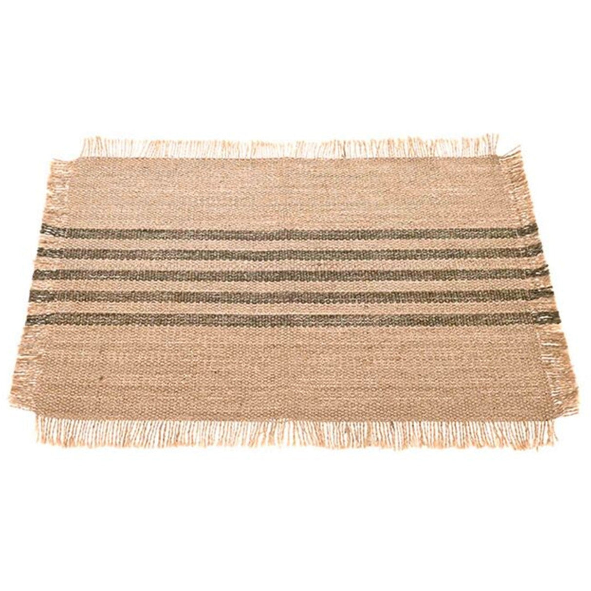 Walton & Co 40cm Jute Stripe Placemat Olive - Old Railway Line Garden Centre