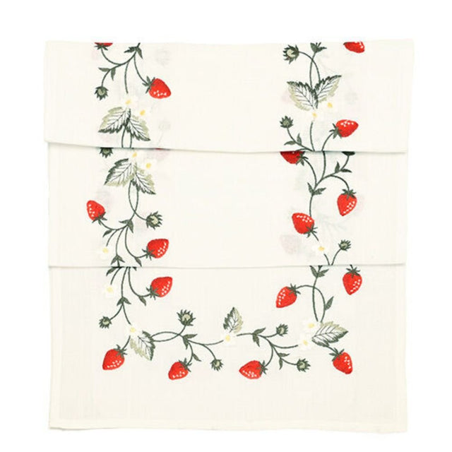 Walton & Co 40cm x 180cm Embroided Strawberry Runner - Old Railway Line Garden Centre