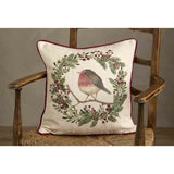 Walton & Co 43cm Robin & Wreath Cushion