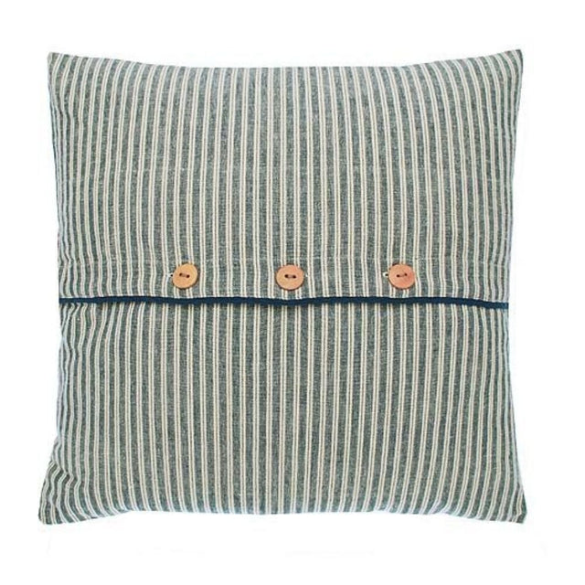 Walton & Co 43cm x 43cm Hampton Stripe Button Cushion - Old Railway Line Garden Centre