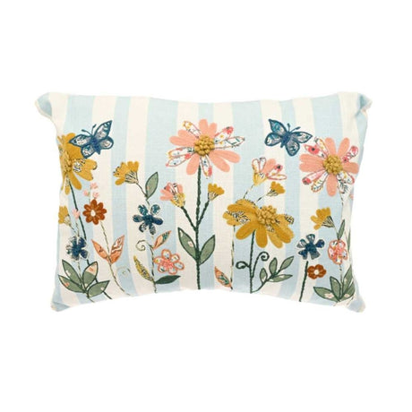 Walton & Co 50cm Embroidered Cosmos Rectangle Cushion - Old Railway Line Garden Centre