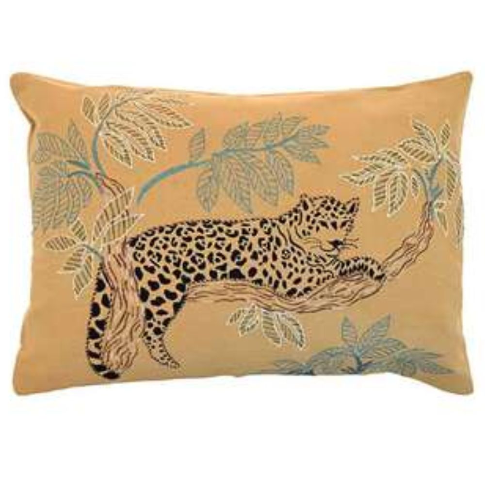 Walton & Co 50cm Embroidered Leopard Cushion