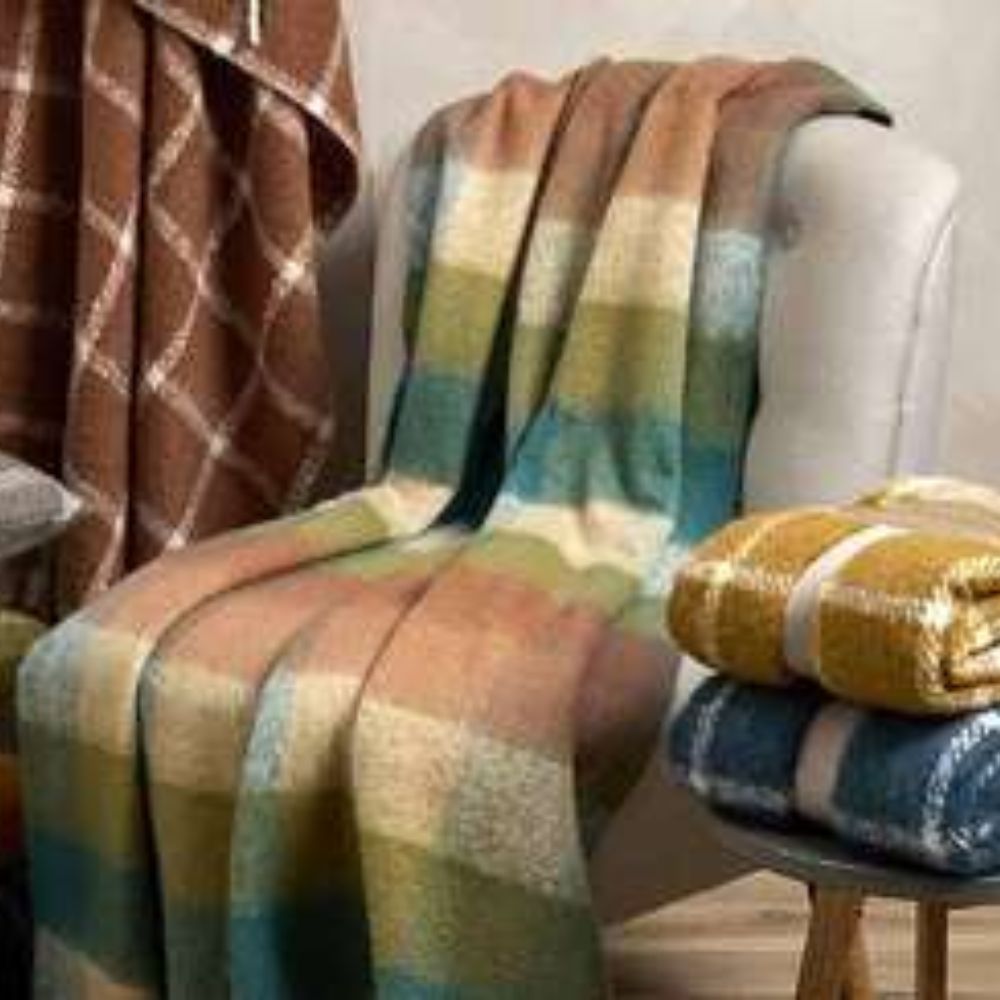 Walton & Co Faux Mohair Check Throw