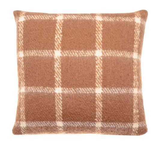 Walton & Co 43cm Faux Mohair Chequered Cushion Spice