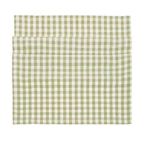 Walton & Co Pale Olive Gingham Table Runner (40cm x 180cm) - Old Railway Line Garden Centre
