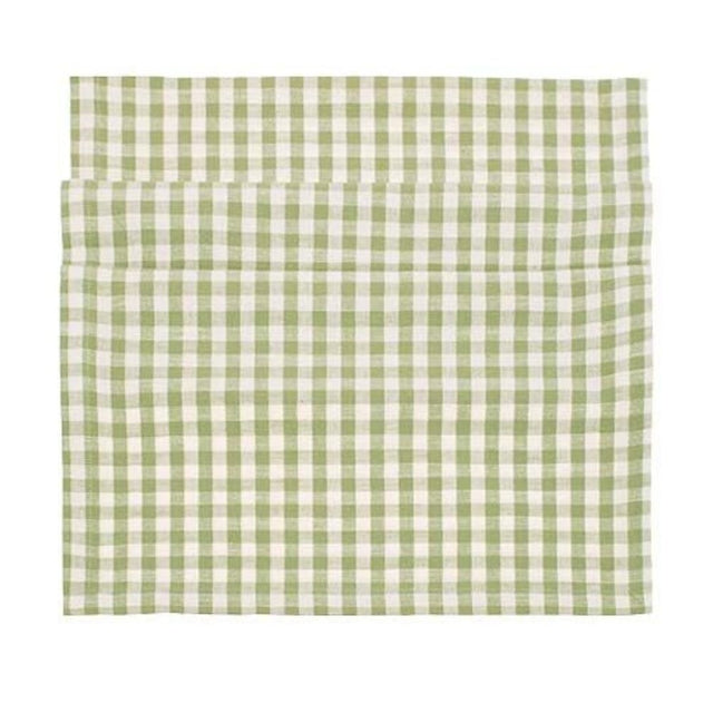 Walton & Co Pale Olive Gingham Table Runner (40cm x 180cm) - Old Railway Line Garden Centre