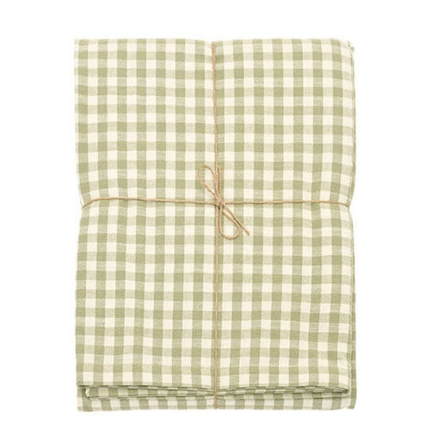 Walton & Co Pale Olive Gingham Tablecloth (130cm x 180cm) - Old Railway Line Garden Centre