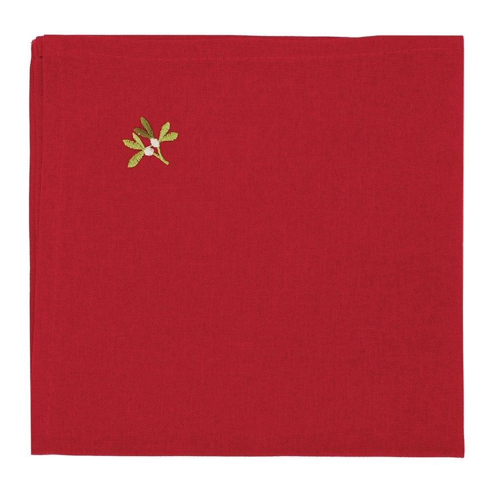 Walton & Co Red Embroidered Holly Berry Napkin - Set of 2