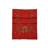 Walton & Co Red Embroidered Wreath Tail Runner