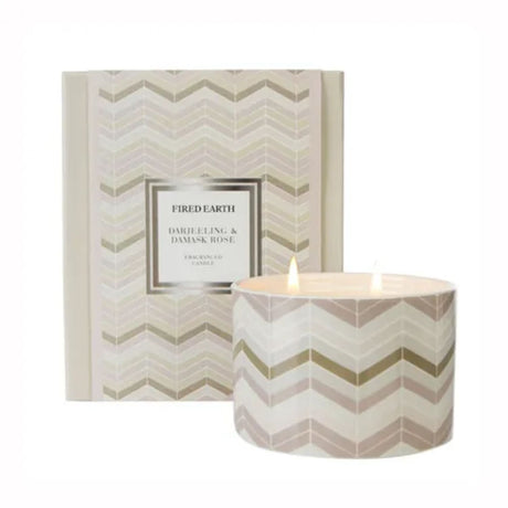Wax Lyrical Fired Earth Darjeeling & Damask Rose Large Candle - Old Railway Line Garden Centre