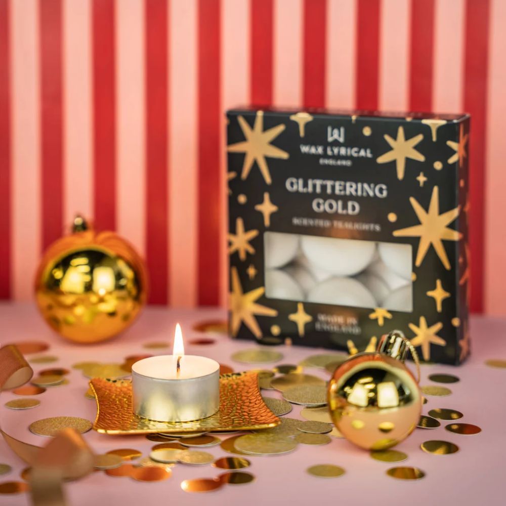 Wax Lyrical Glittering Gold Tealights (9 Pack)