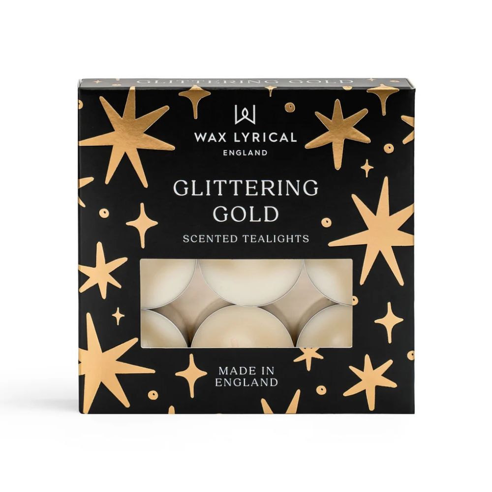 Wax Lyrical Glittering Gold Tealights (9 Pack)