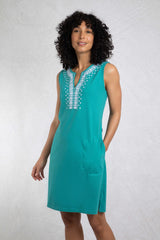 Weird Fish 12 Viridis Teal Anaya Organic Cotton Embroidered Dress - 203311 - Old Railway Line Garden Centre