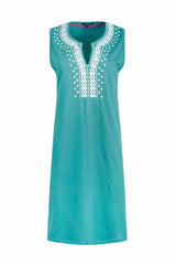 Weird Fish 12 Viridis Teal Anaya Organic Cotton Embroidered Dress - 203311 - Old Railway Line Garden Centre