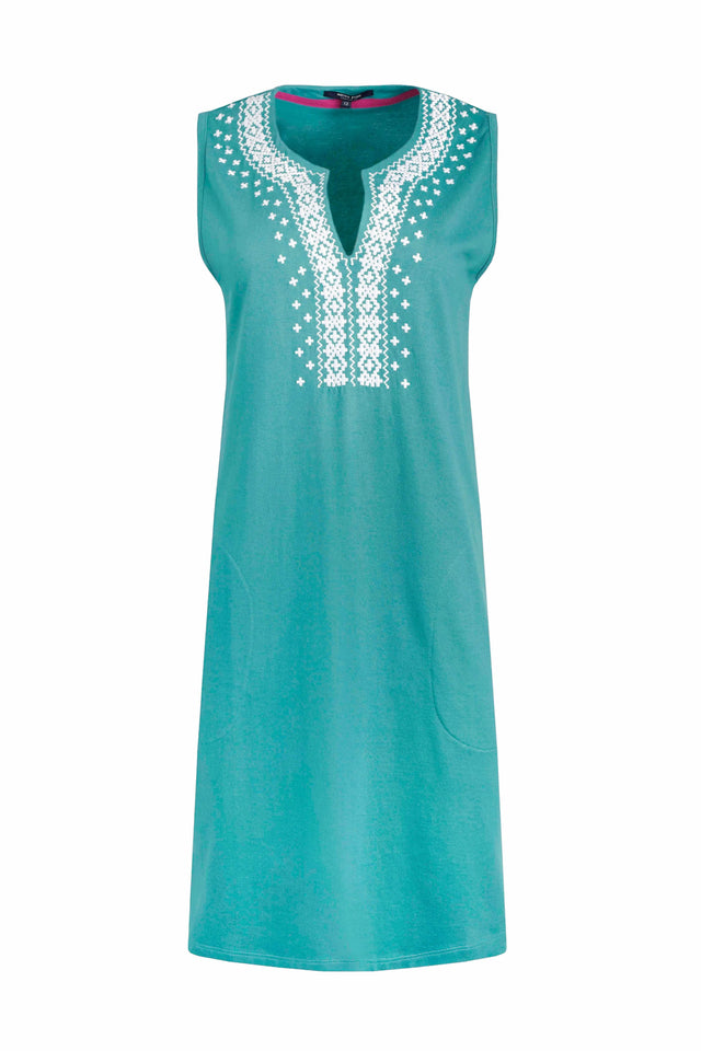 Weird Fish 12 Viridis Teal Anaya Organic Cotton Embroidered Dress - 203311 - Old Railway Line Garden Centre
