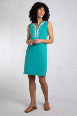 Weird Fish 12 Viridis Teal Anaya Organic Cotton Embroidered Dress - 203311 - Old Railway Line Garden Centre