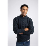 Weird Fish Alford Cable Knit Crew Neck Jumper - Petrol Blue