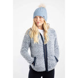 Weird Fish Allerton Cable Knit Bobble Hat - Lake Blue