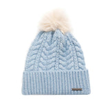 Weird Fish Allerton Cable Knit Bobble Hat - Lake Blue