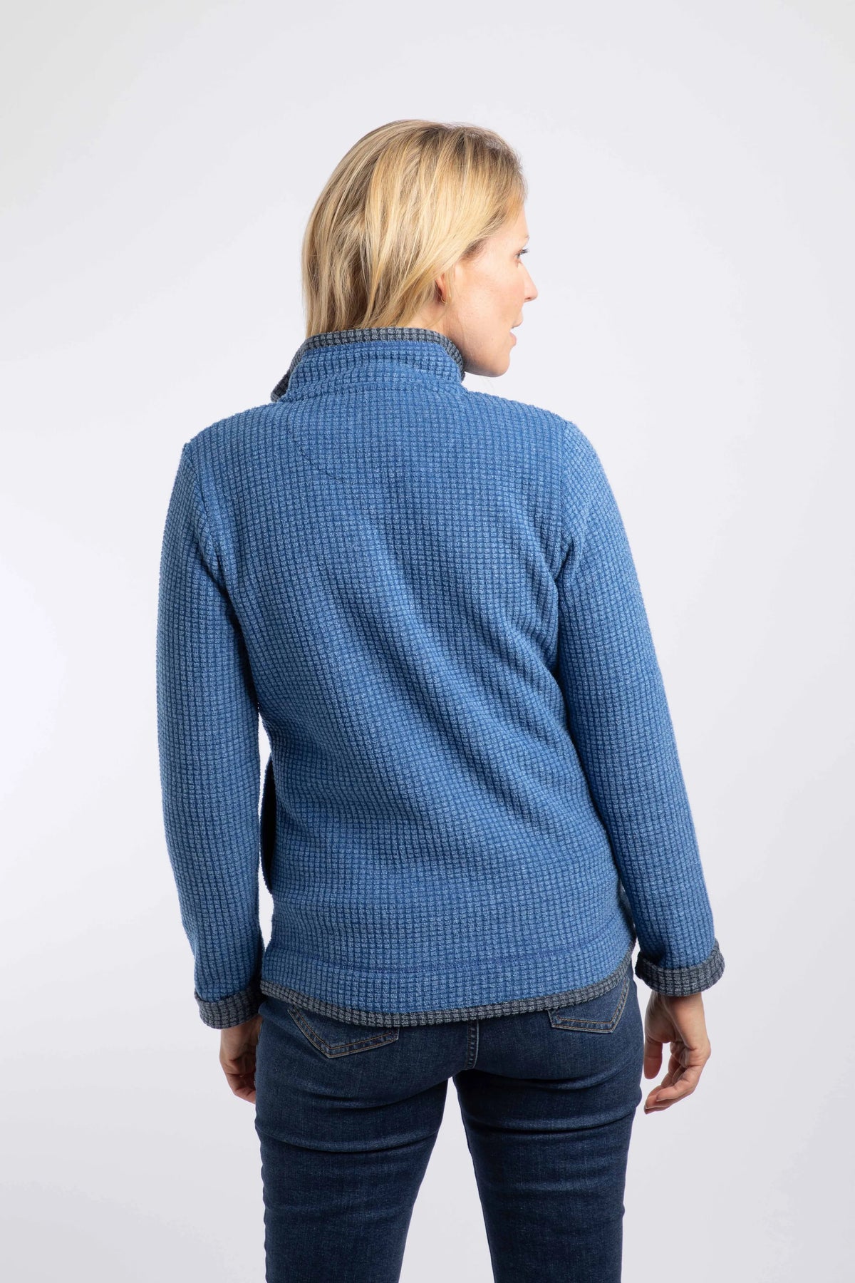 Weird Fish Ariana Full Zip Grid Fleece - Estate Blue