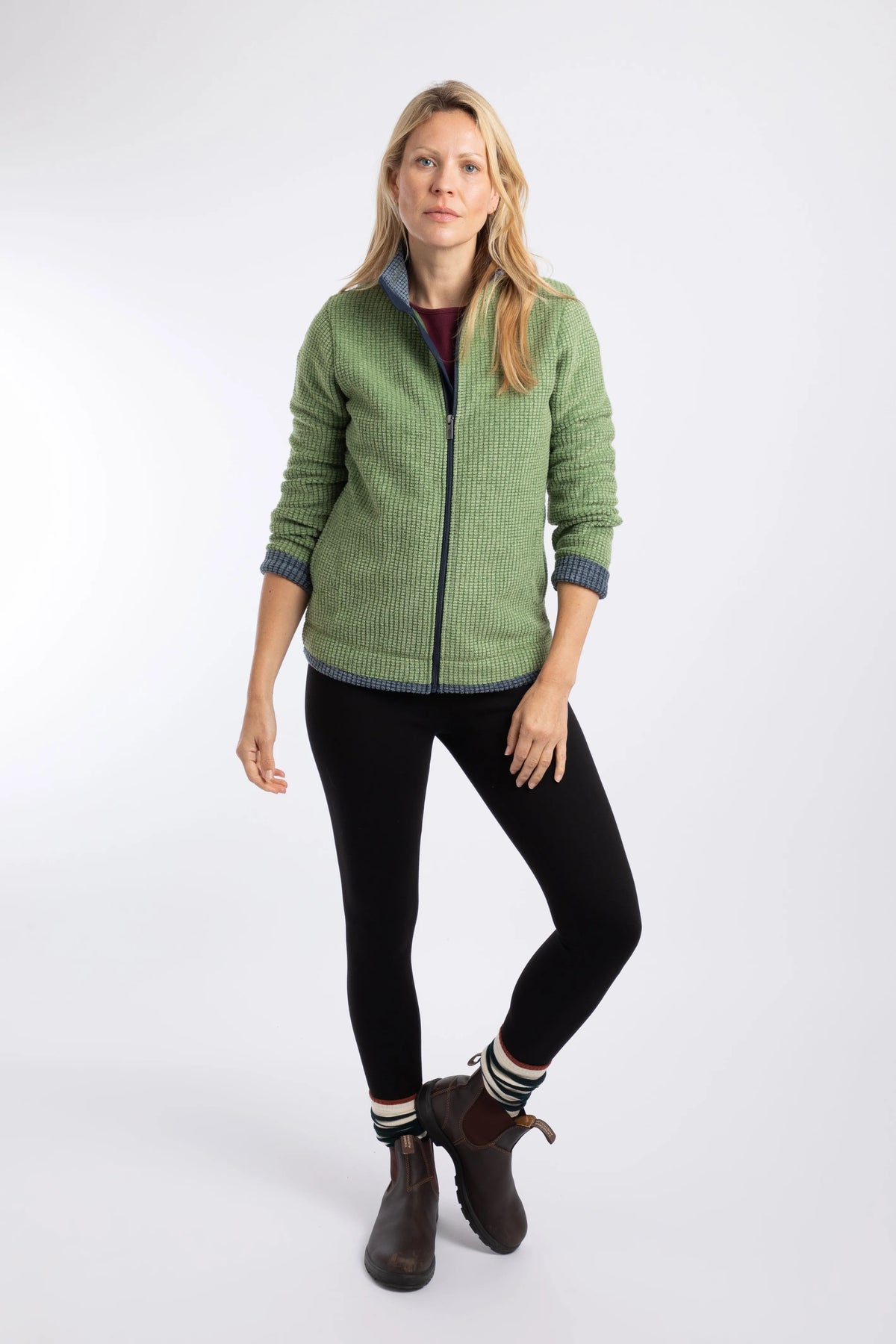 Weird Fish Ariana Full Zip Grid Fleece - Irish Moss