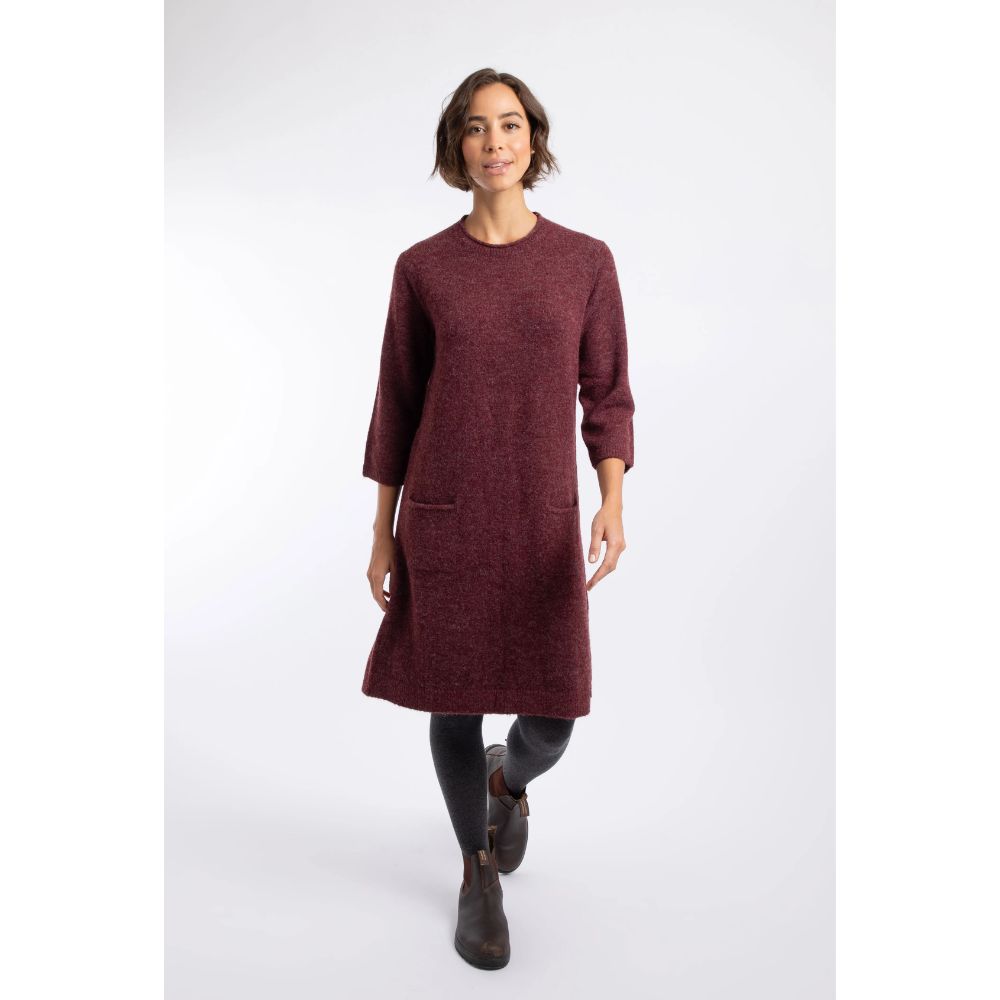 Weird Fish Astra Knitted Dress - Deep Crimson