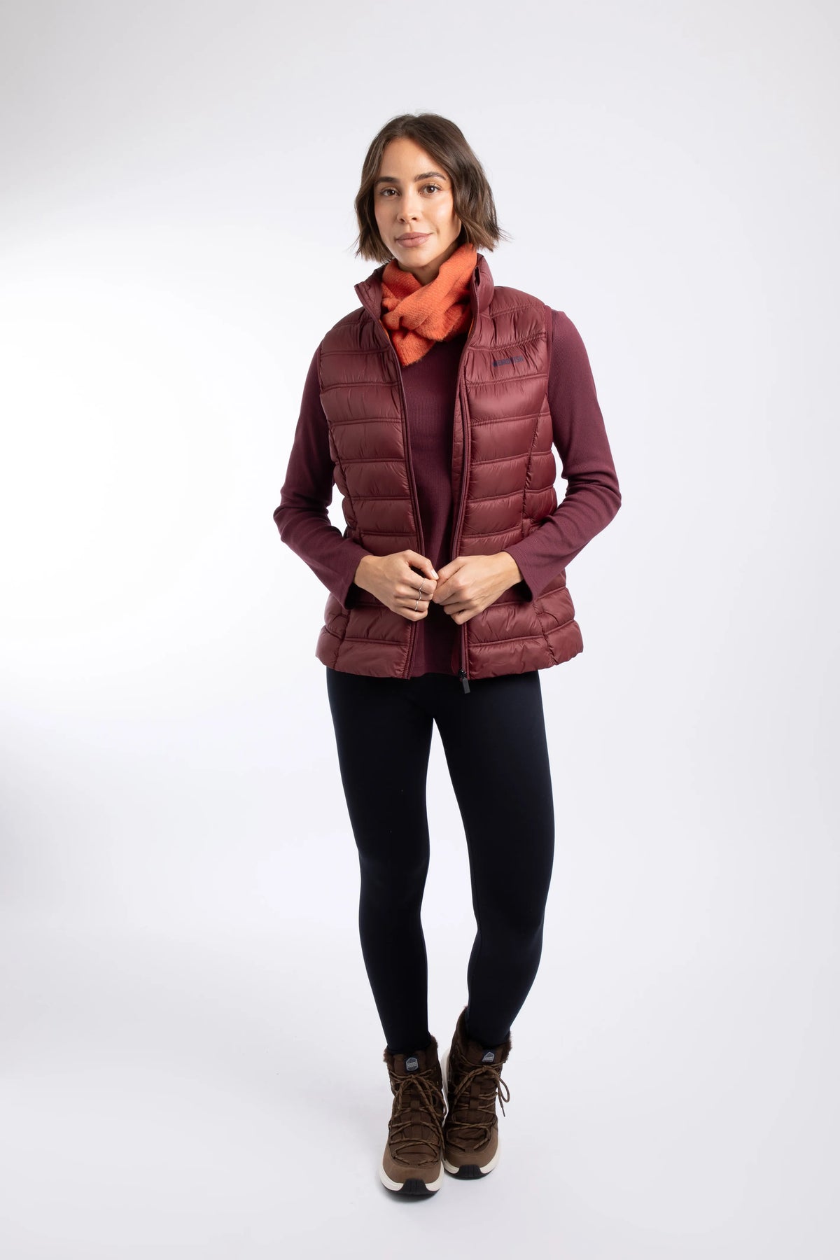 Weird Fish Atissa Lightweight Padded Gilet Deep Crimson